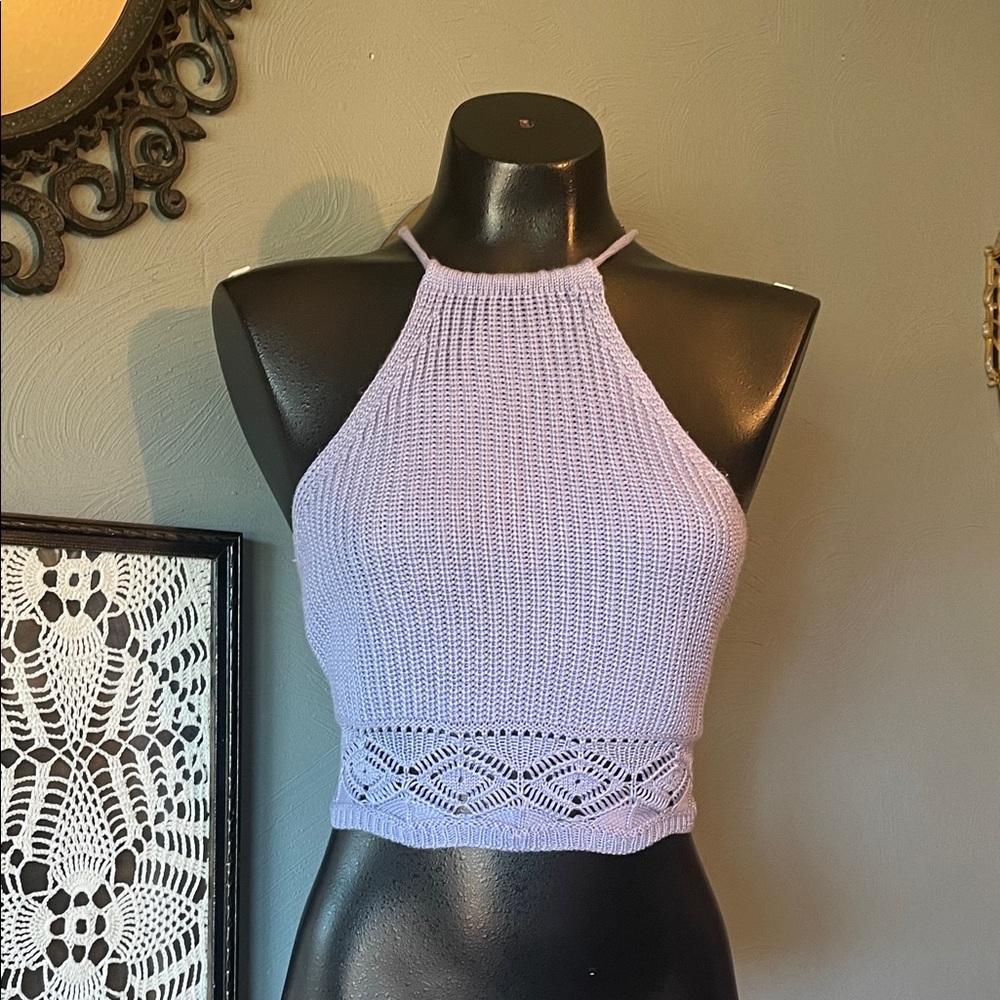 Elegant Lilac Knit Crop Top